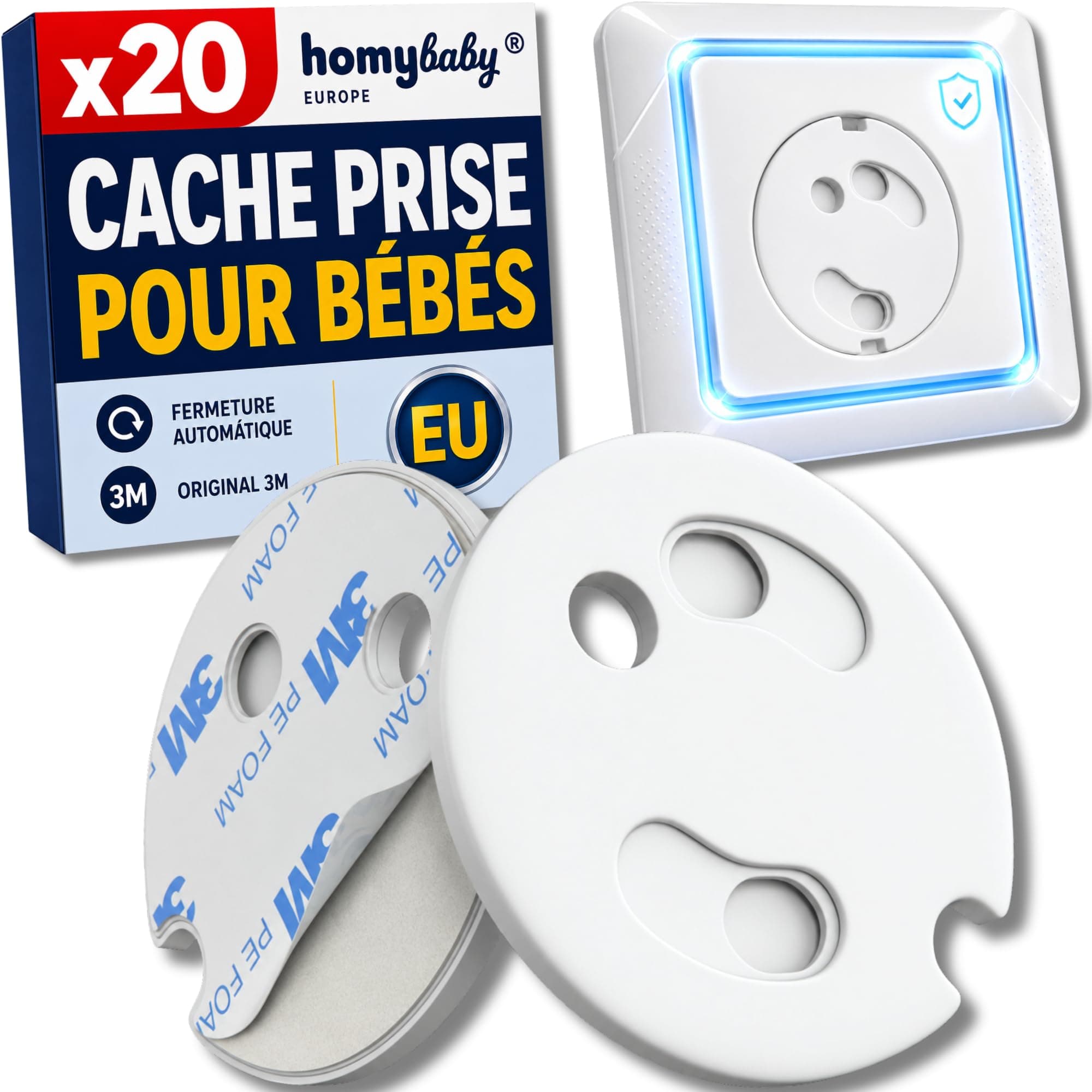 HOMYBABY Cache Prise Bébé Français, Pack x20