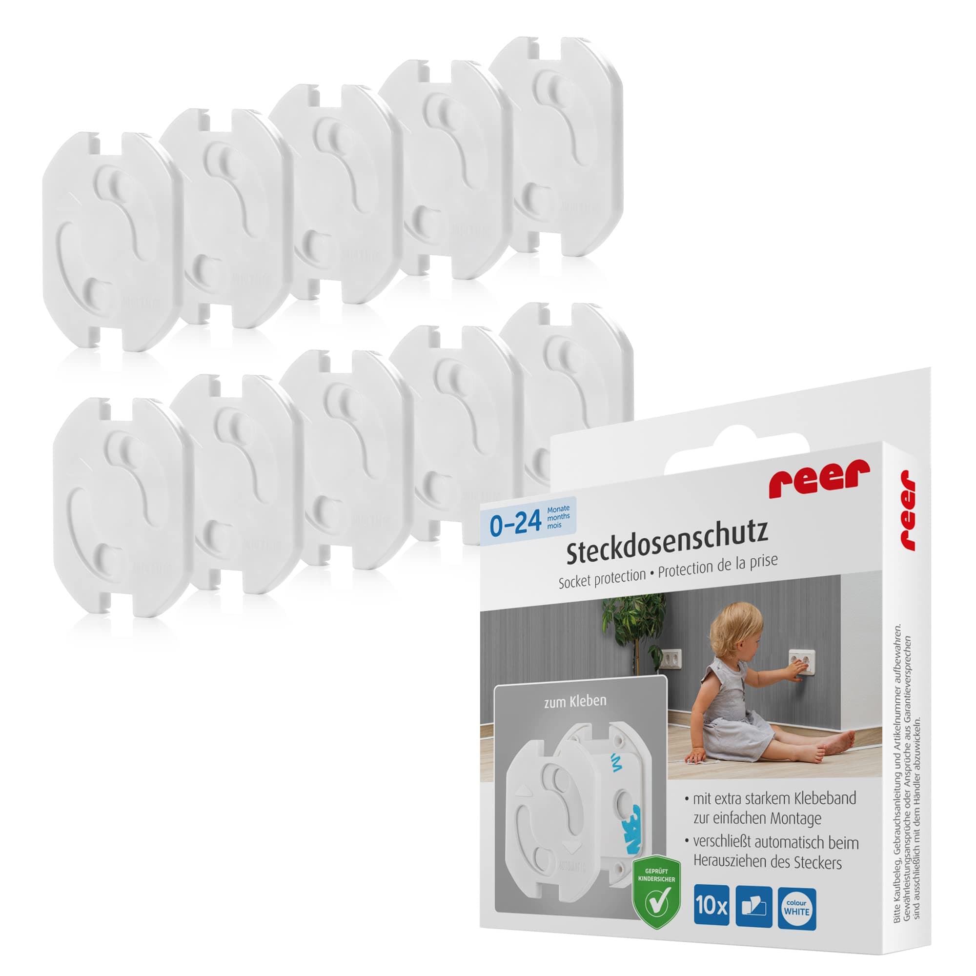reer 32030, Lot de 10 Cache-Prises à Coller