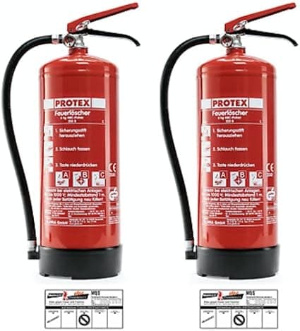 Gloria Lot de 2 Extincteurs à Poudre 6 kg avec Supports Muraux