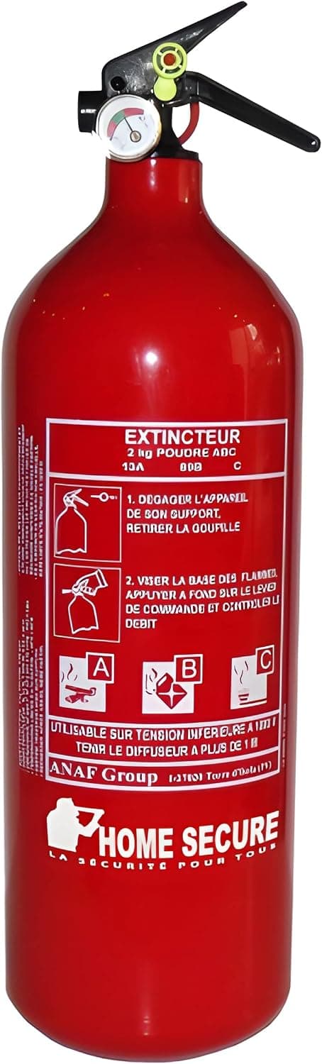 Lifebox Extincteur à Poudre 2 kg avec Manomètre
